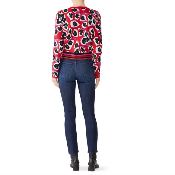 Diane von Furstenberg $398 Harrison Crewneck Pullover Sweater XS Red Wool Blend - Picture 6 of 16